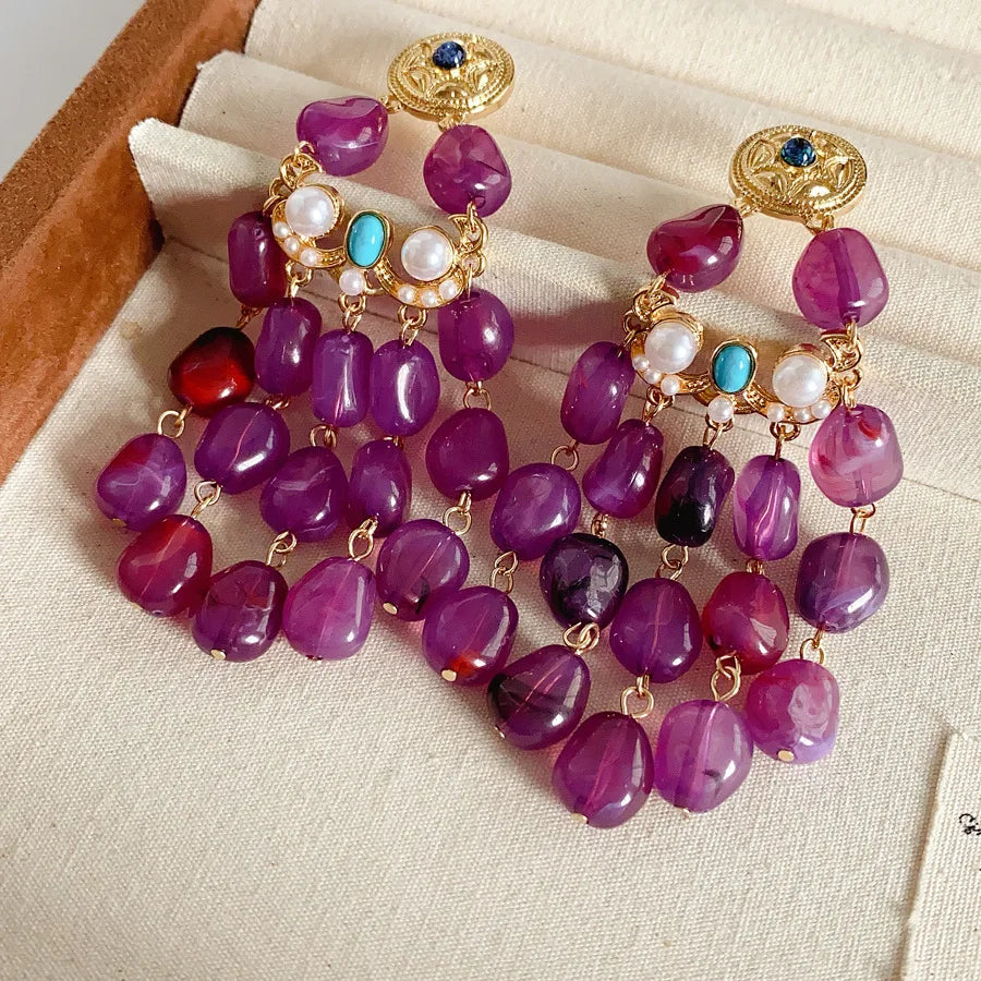 Vintage Pearl Earrings – Geometric Tassel Drop Earrings for Women | Exquisite Designer Jewelry