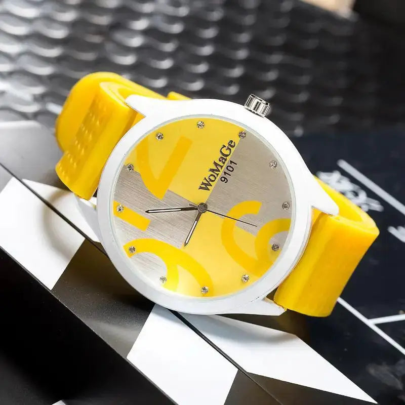 Womage Watch Women Green Watches Fashion Big Number Quartz Wristwatches Women Ladies Gilrs Silicone Sports Watches reloj mujer by Adornity