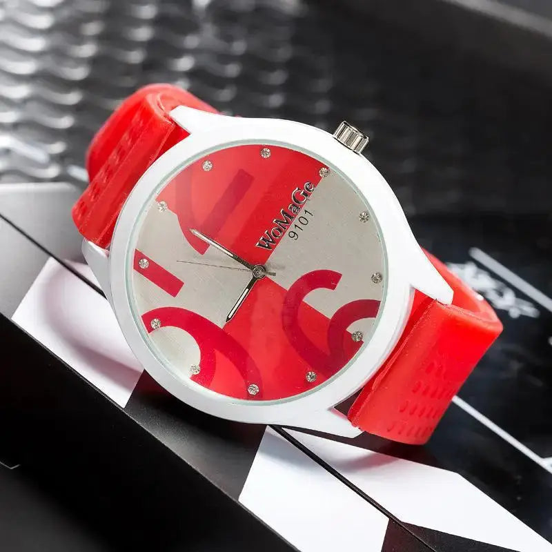 Womage Watch Women Green Watches Fashion Big Number Quartz Wristwatches Women Ladies Gilrs Silicone Sports Watches reloj mujer by Adornity