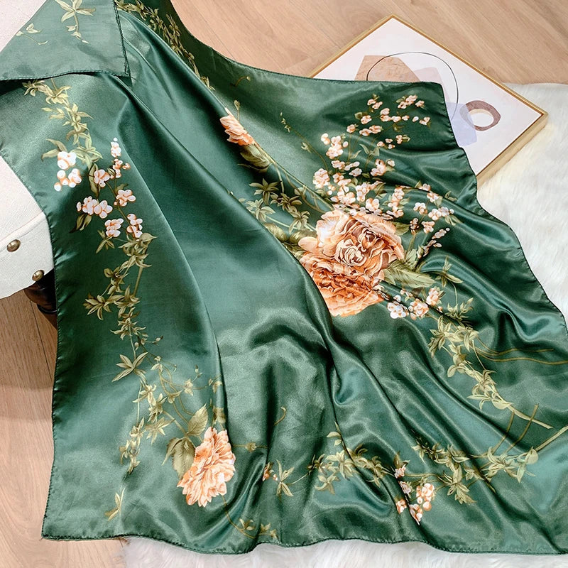 Silk Square Scarf - Lightweight Satin Hijab Wrap & Fashion Neckerchief