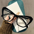 Chic Oversized Cat Eye Glasses – Color Block Blue Light