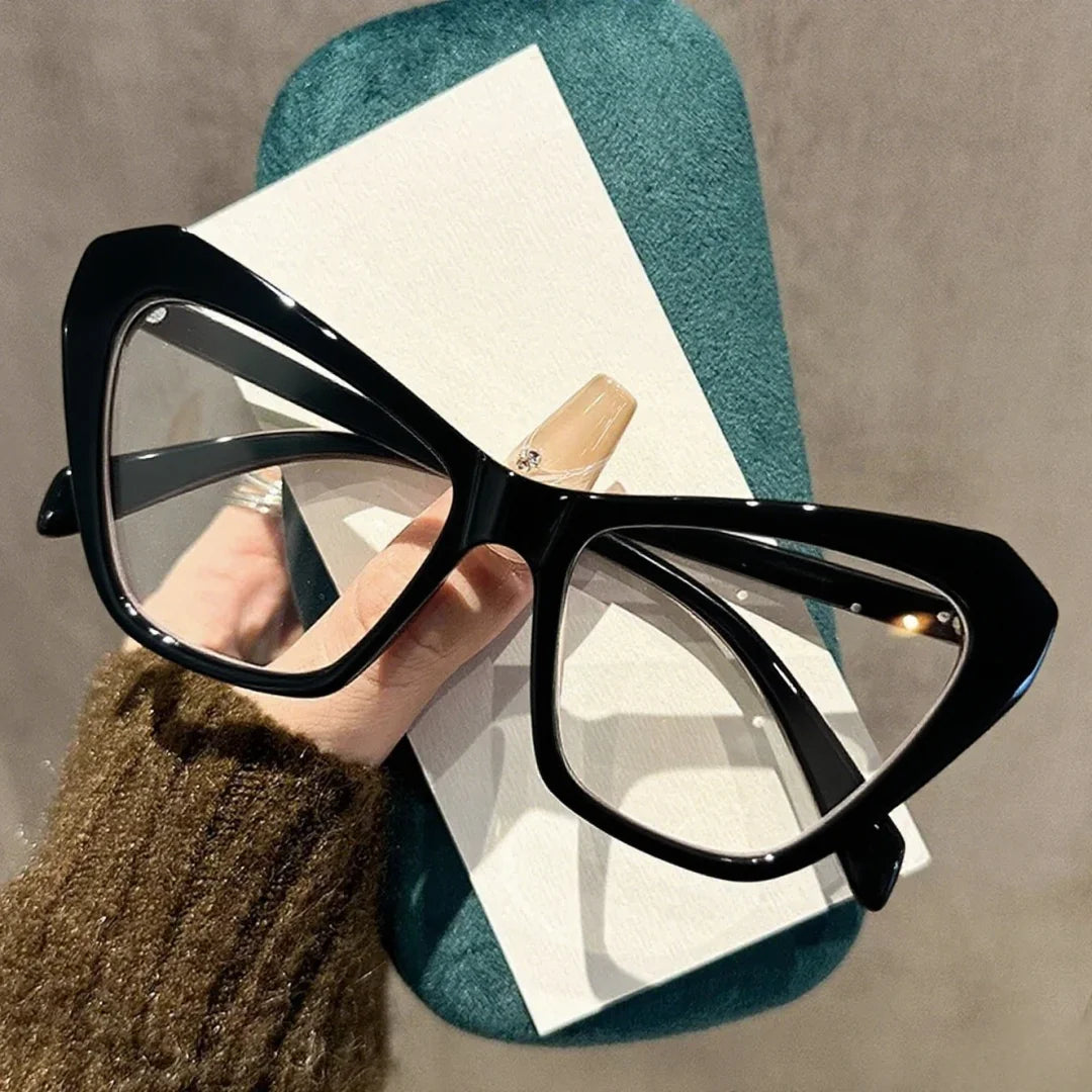 Oversized Cat Eye Glasses - Fashion Reading Glasses with Color Collision Frames & Anti Blue Light