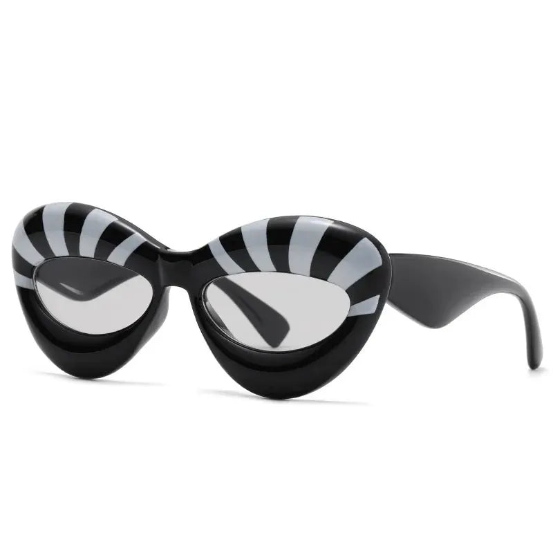 New Fashion Women Stripe Cat Eye Sunglasses For Men Luxury Brand Designer Female Sun Glasses Vintage Eyewear Shades UV400 Oculus by Adornity