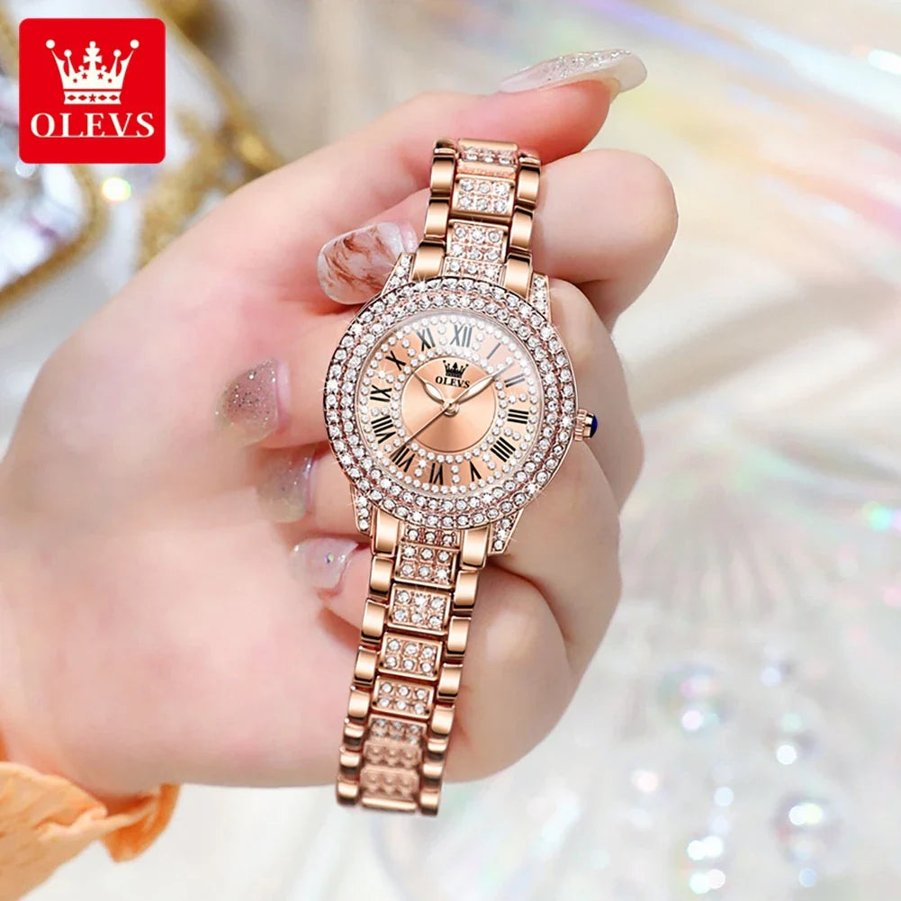 Quartz Dazzling Diamond Waterproof Luminous Luxury Wrist Watch