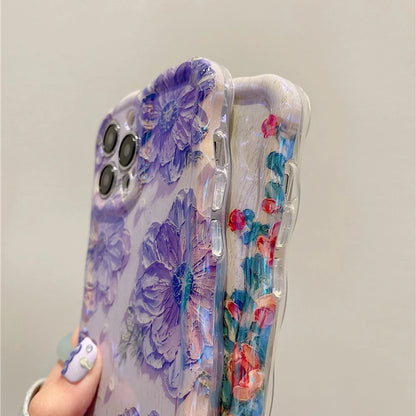 Vintage Floral Oil Painting Phone Case for iPhone 11, 12, 13, 14, 15, and 16 Pro Max – Elegant Shockproof Silicone Cover with Artistic Flower Design