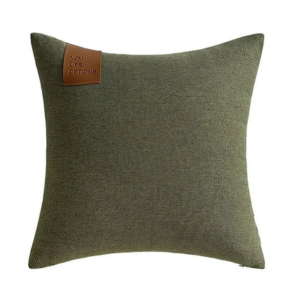 Leather Label Splicing Throw Pillow Cover Cushion Nordic Pillowcase