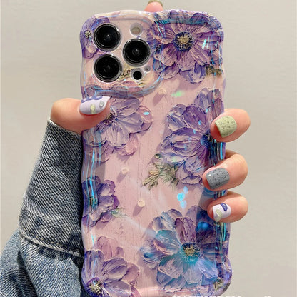 Vintage Floral Oil Painting Phone Case for iPhone 11, 12, 13, 14, 15, and 16 Pro Max – Elegant Shockproof Silicone Cover with Artistic Flower Design