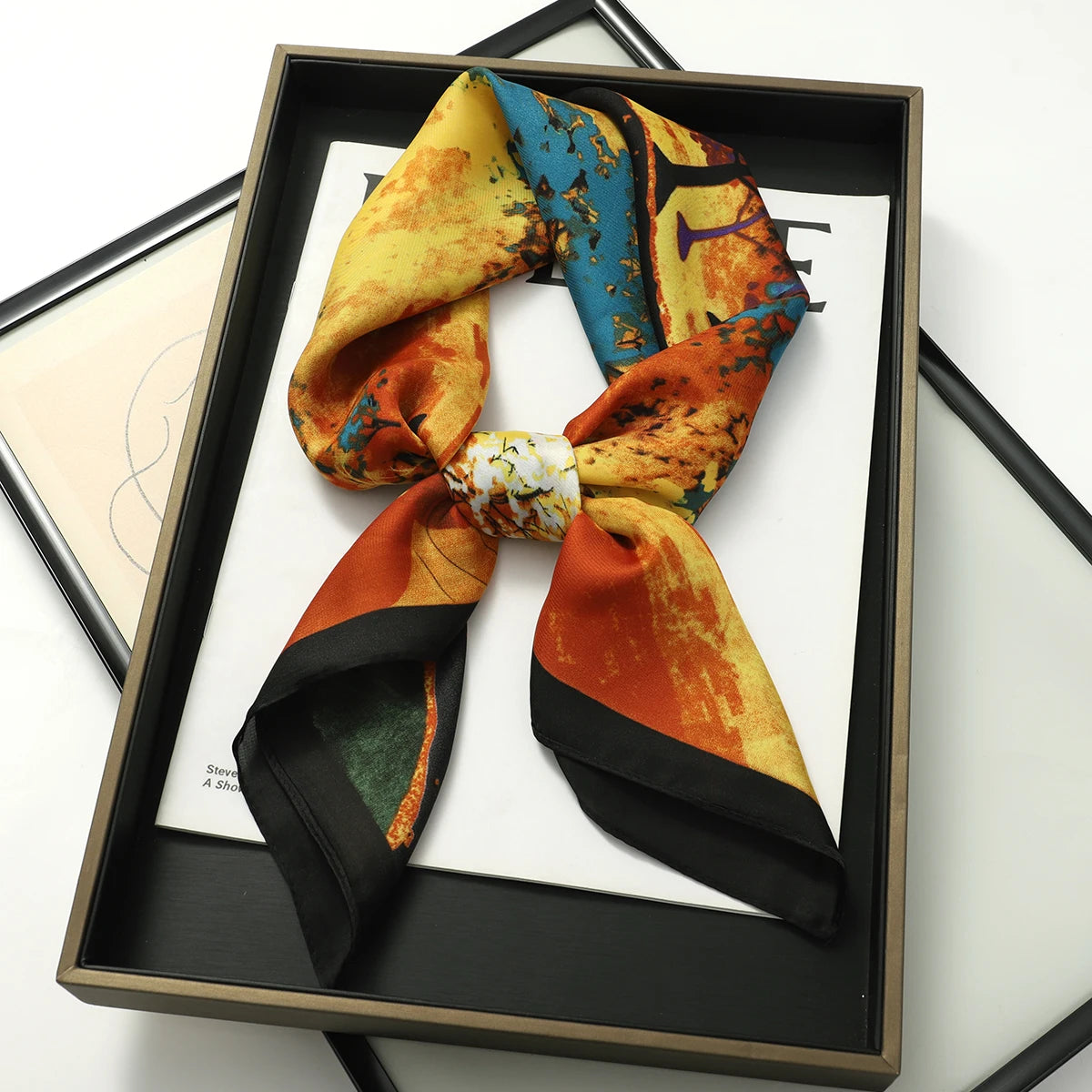 Luxury Silk Satin Scarf for Women - Printed Shawl Bandana 70x70cm