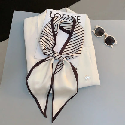 Brand Design Zebra In Flowers Women Scarf Luxury Silk Scarf Fashion Hair Headband Foulard Skinny Bag Scarves Neckerchief