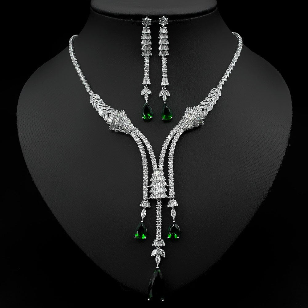 Elegant Zircon Water Drop Bridal Jewelry Set