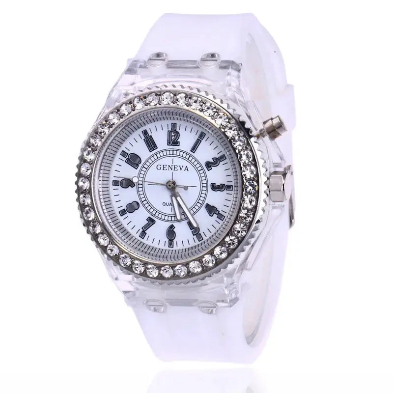 LED Light Flash Luminous Watches Women Men Boys Girls Silicone Wrist Watch Fashion Rhinestone Clock Kids Children Relogio Saati by Adornity