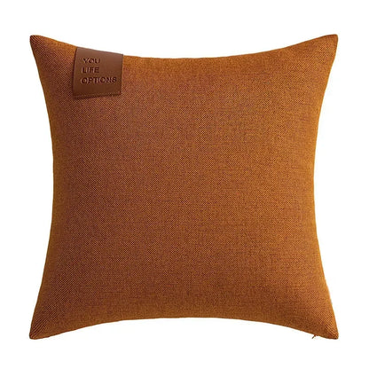 Leather Label Splicing Throw Pillow Cover Cushion Nordic Pillowcase