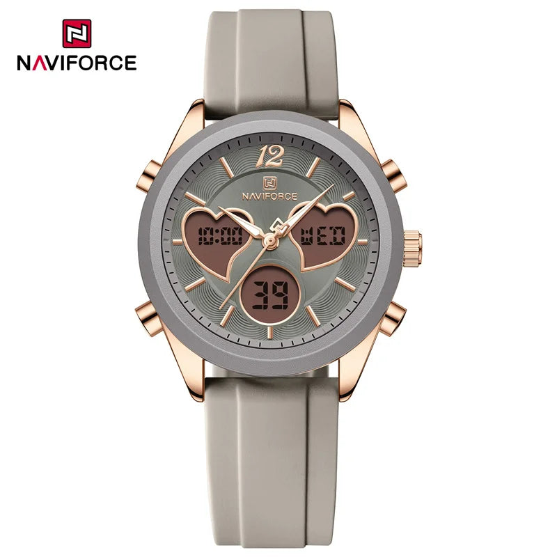 Women Silicone Wristwatch - Dual Display Heart Shape Luxury Analog Digital Watch