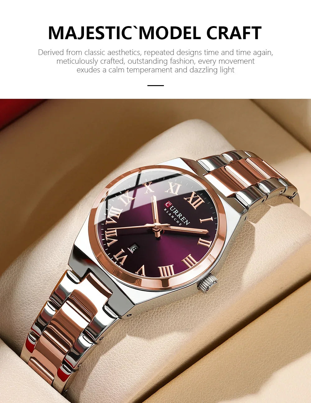 Women Stainless Steel Watch - Waterproof Analog Bracelet With Date Display