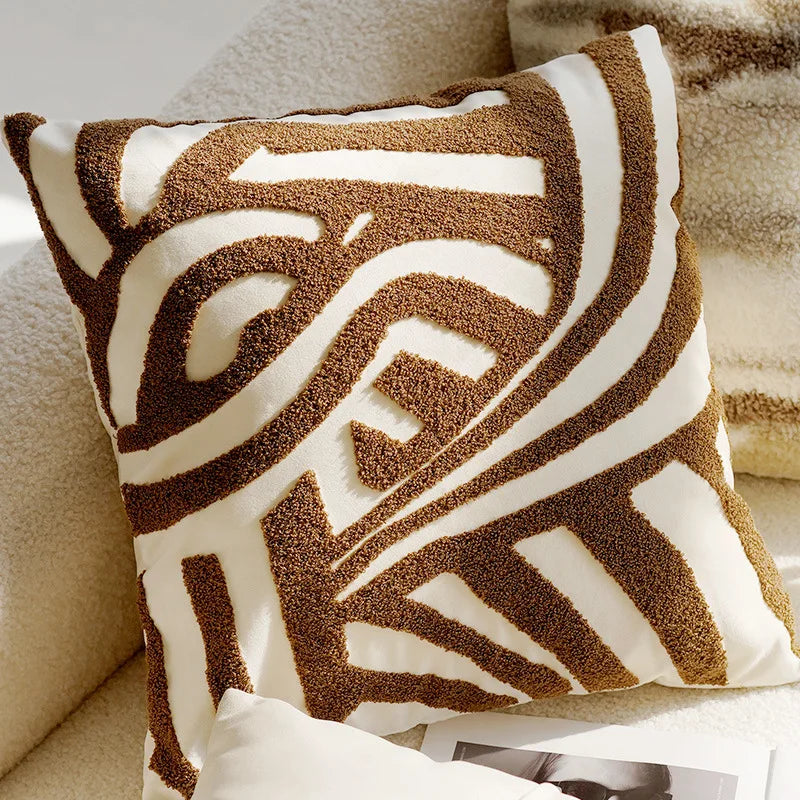 Luxury Brown Retro Throw Pillow Cover