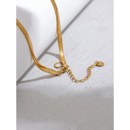 18k Gold Stainless Steel Waterproof Snake Chain Double Layer Water Drop Pendant Necklace