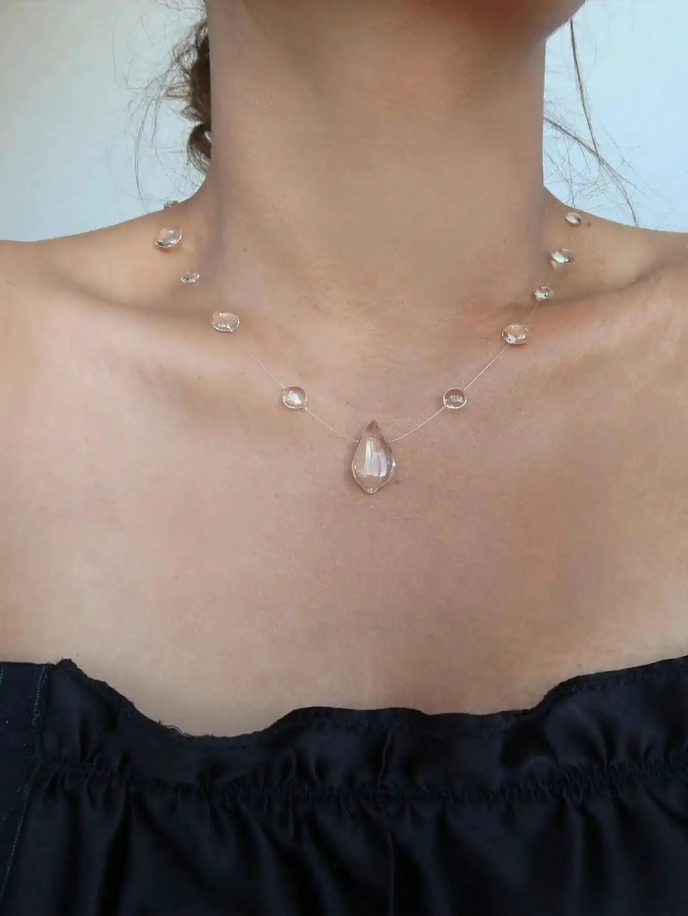 New Transparent Dewdrop Series Necklace Handmade Epoxy Resin Water Drop Collar Chain For Women Holiday Fashion Jewelry by Adornity