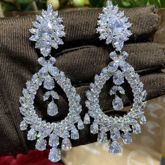 exquisite waterdrop cubic zirconia dangle earrings