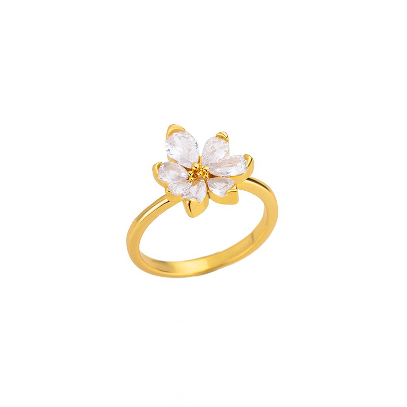 Elegant Flower Bud Zircon Ring