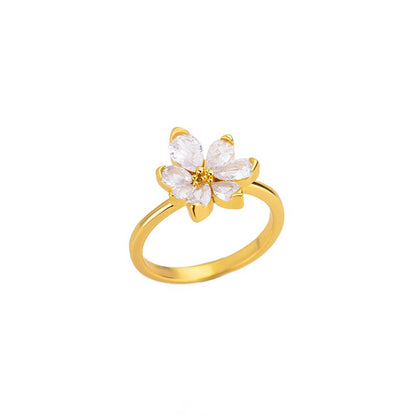 Elegant Flower Bud Zircon Ring