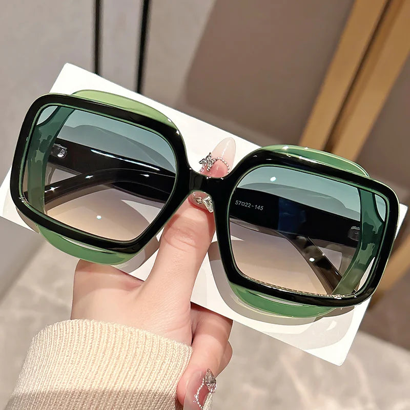 Fashion Sunglasses – Polygonal Color Blocking Square Frame for Men and Women