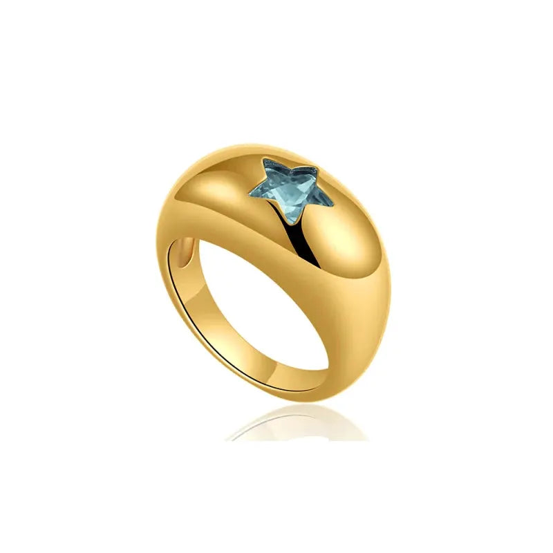 18K Gold Plated Waterproof Multi-color Crystal Chunky Striped Texture Rings Delicate Shiny Square Zircon Wed Ring Punk Jewelry by Adornity