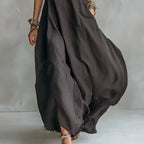 Vintage Solid Hollow Out Halter Maxi Dress Women Sleeveless Loose Flowy Casual Long Dress Spring Summer Beach Holiday Maxi Dress by Adornity