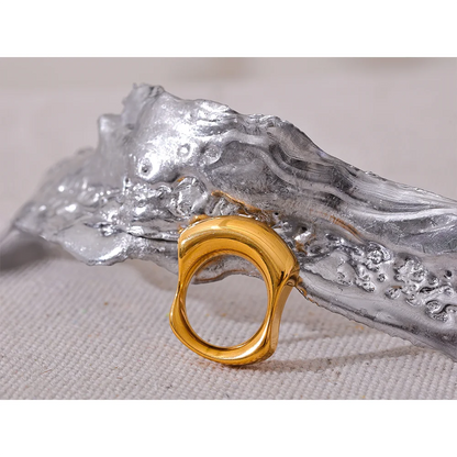 Geometric Gold Stainless Steel Ring