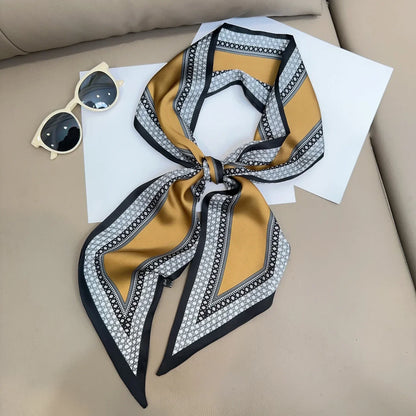 Brand Design Zebra In Flowers Women Scarf Luxury Silk Scarf Fashion Hair Headband Foulard Skinny Bag Scarves Neckerchief