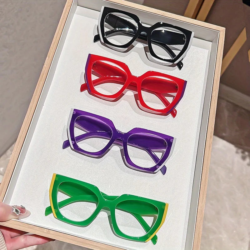 Cat Eye Reading Glasses - Women's Purple Full Rim Square Frame, Anti Blue Light