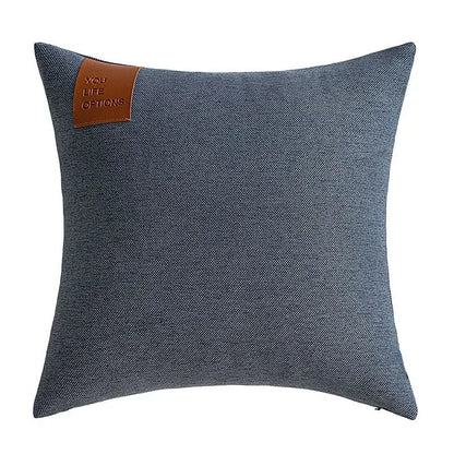 Leather Label Splicing Throw Pillow Cover Cushion Nordic Pillowcase