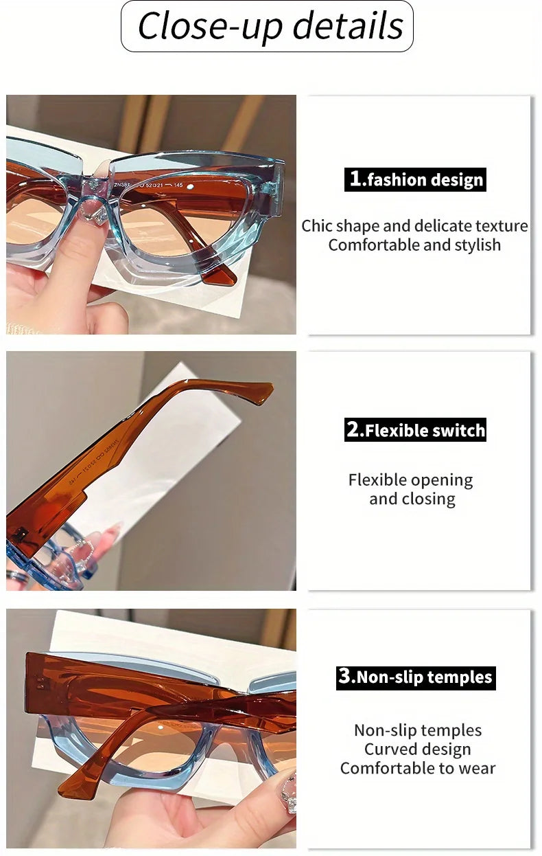 Cat Eye Sunglasses – Fashion Thick Frame Plastic Eyewear for Women, Gradient Lens