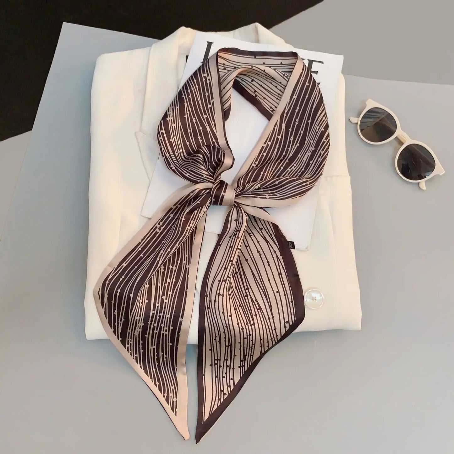 Brand Design Zebra In Flowers Women Scarf Luxury Silk Scarf Fashion Hair Headband Foulard Skinny Bag Scarves Neckerchief