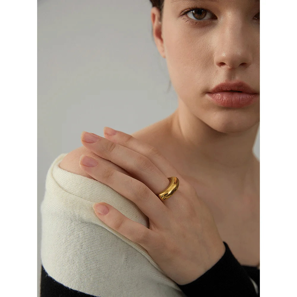 Geometric Gold Stainless Steel Ring