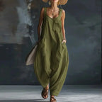Women's Jumpsuits and Rompers 2026 Spring Sexy Square Collar Backless Chic Playsuit Summer Sleeveless Wide Leg Trousers Overalls by Adornity