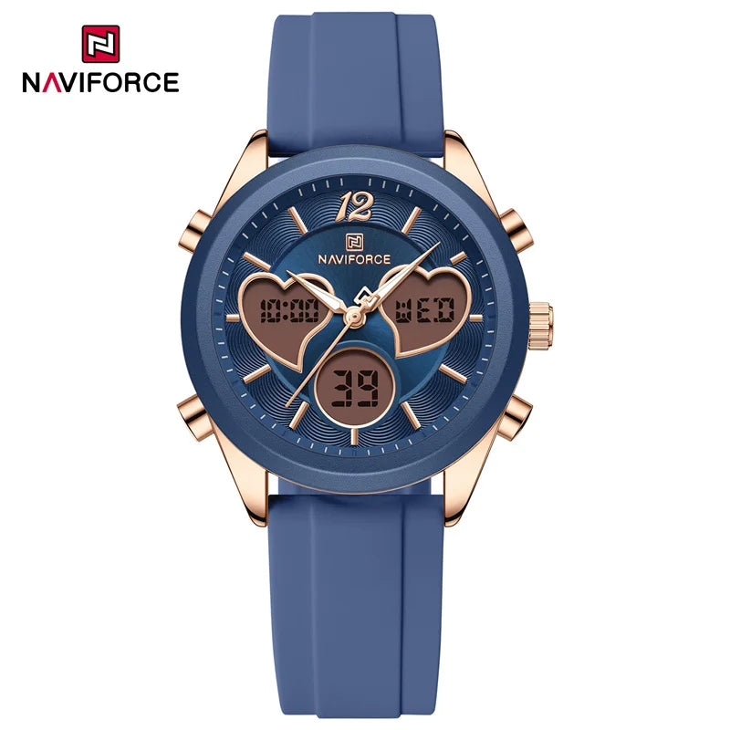 Women Silicone Wristwatch - Dual Display Heart Shape Luxury Analog Digital Watch