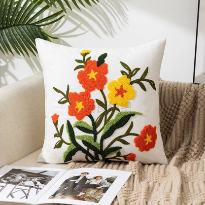 Throw Pillow Cover Decorative Cushion Cover Pastoral Style Home Living Room Sofa  Pillow Cover Embroidered Flower Pillow Cover