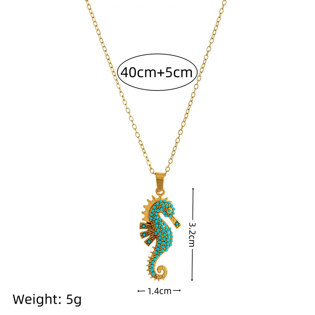 Seahorse Pendant Necklace | 18K Gold Plated Stainless Steel with Zircon Inlay, Jewelry for Women by Adornity
