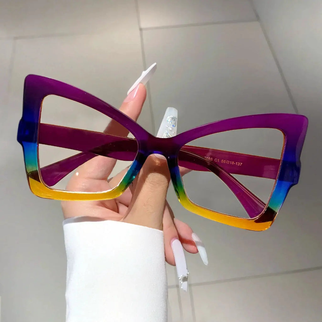 Oversized Cat-Eye Sunglasses – Contrast Frame by Adornity