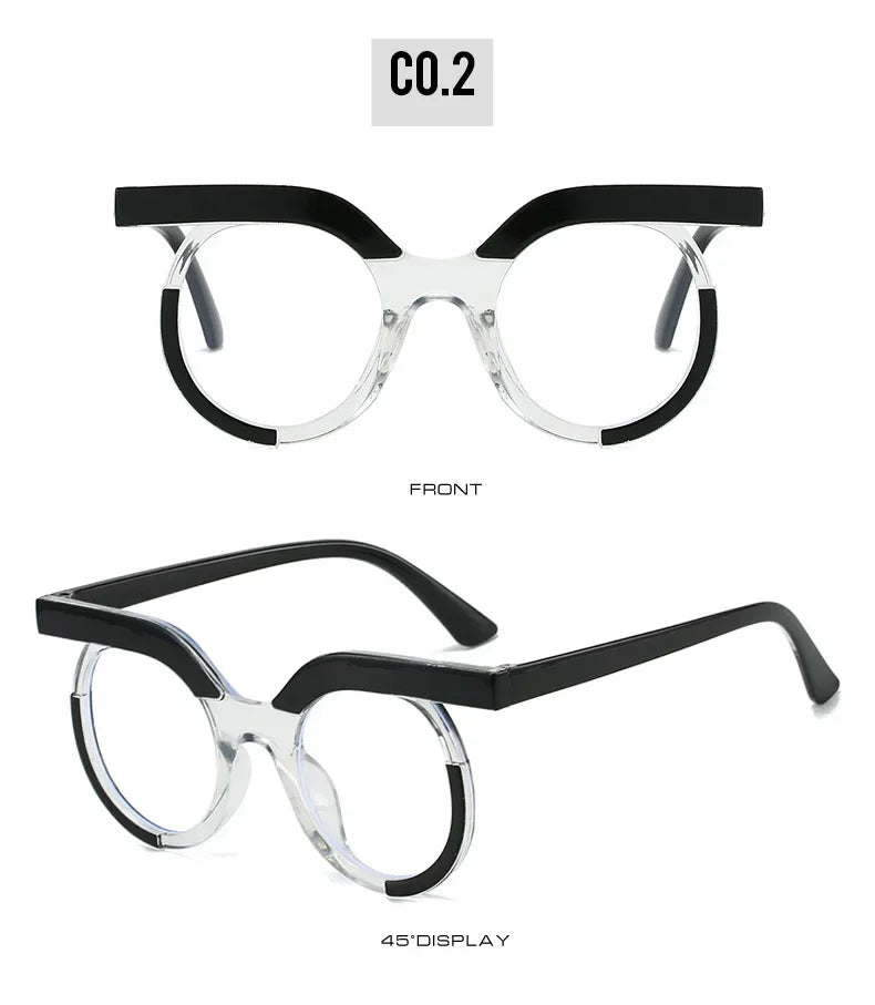 Blue Light Glasses - Women's Transparent Circular Acetate Eyeglasses Frame