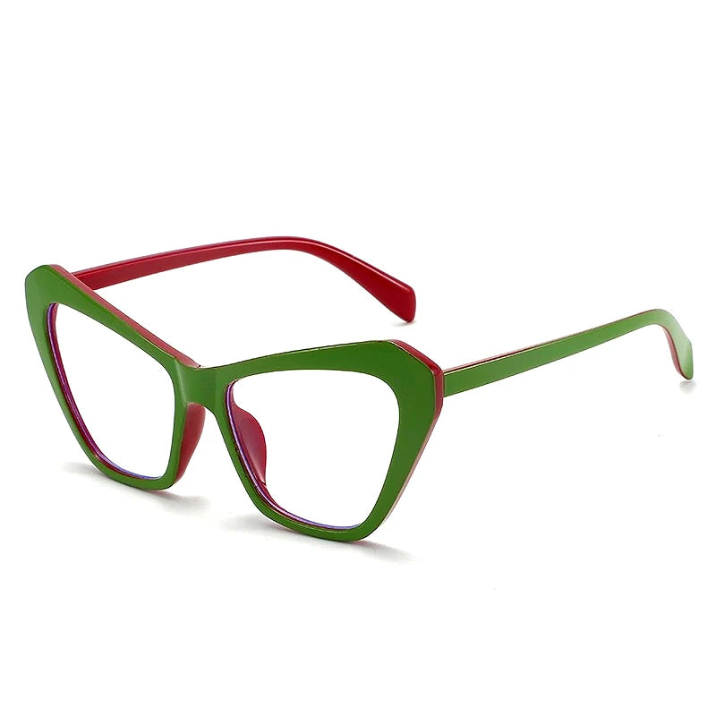 Oversized Cat Eye Glasses - Fashion Reading Glasses with Color Collision Frames & Anti Blue Light