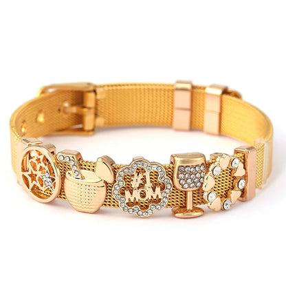 Crystal mom Camera Hollow Love Beads Charm Bracelets Bangle