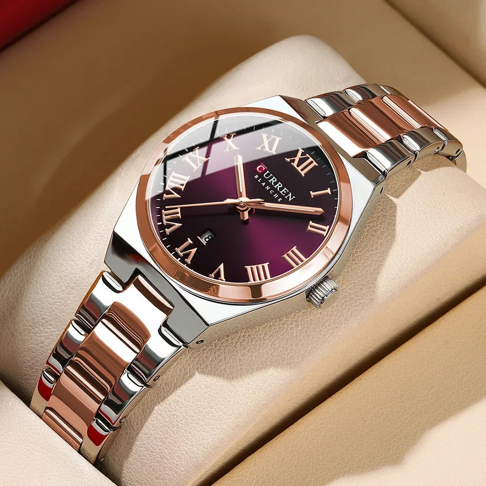 Women Stainless Steel Watch - Waterproof Analog Bracelet With Date Display