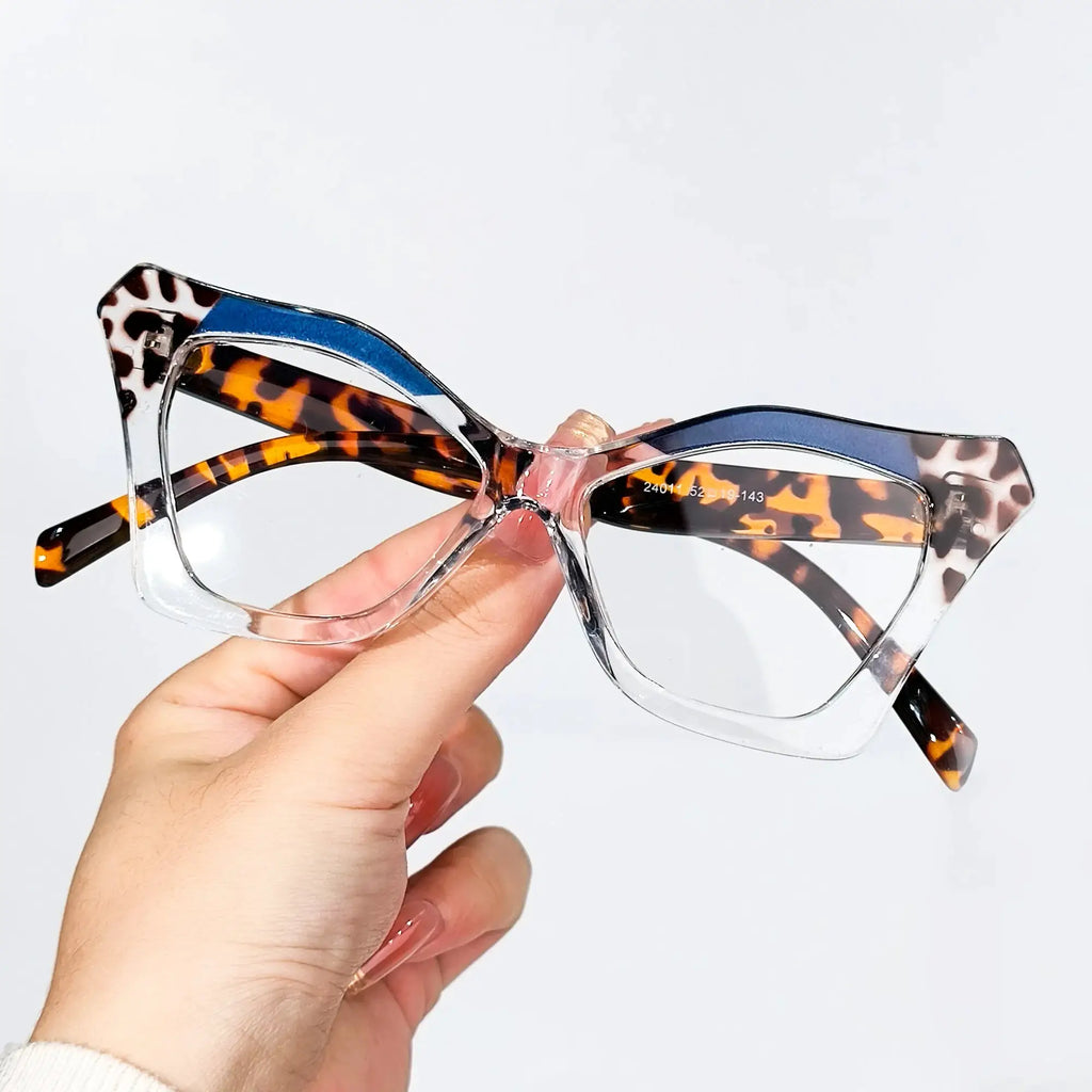 Cat Eye Reading Glasses – Retro Floral Color Block Readers for Women & Men +1.0 to +4.0 by Adornity