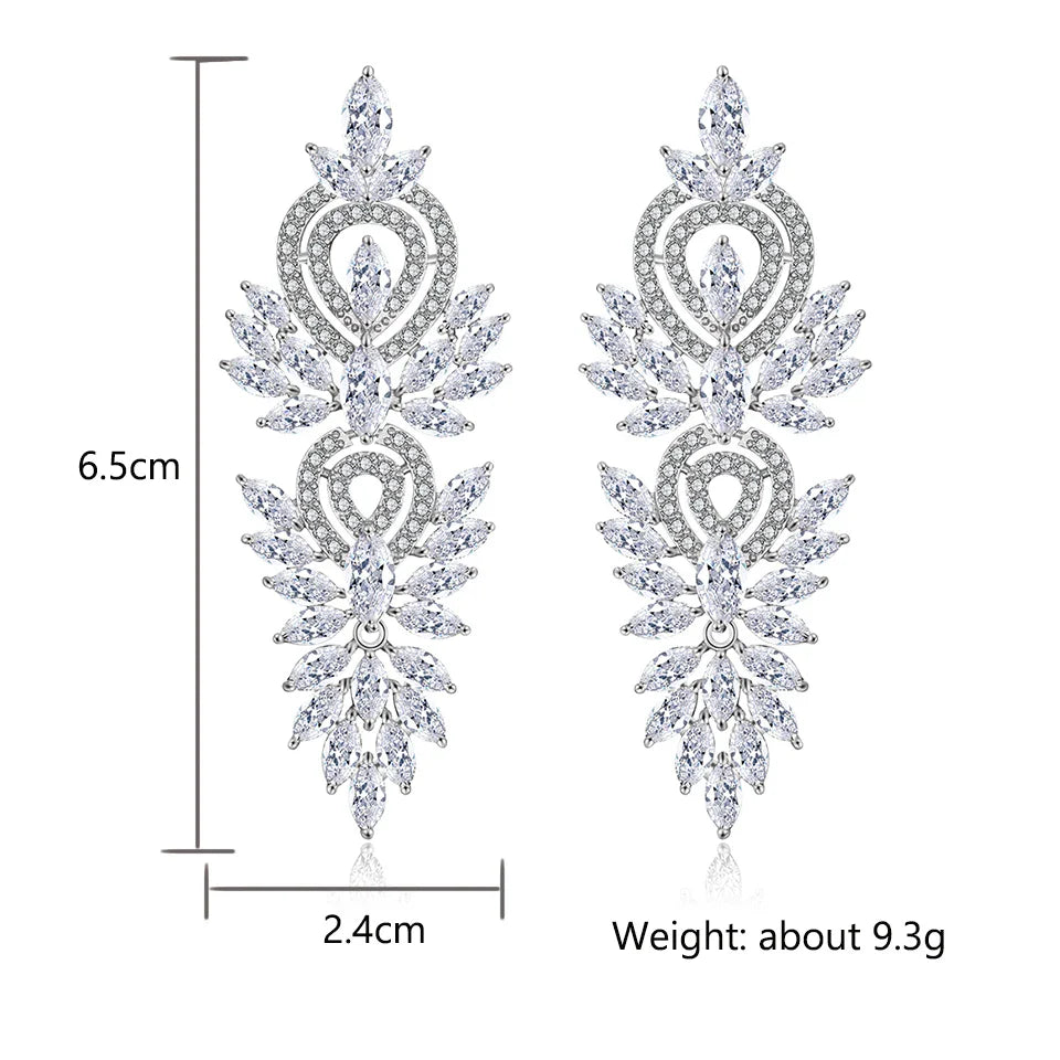 Luxury Marquise Zircon Drop Earrings, AAA Cubic Zirconia Jewelry