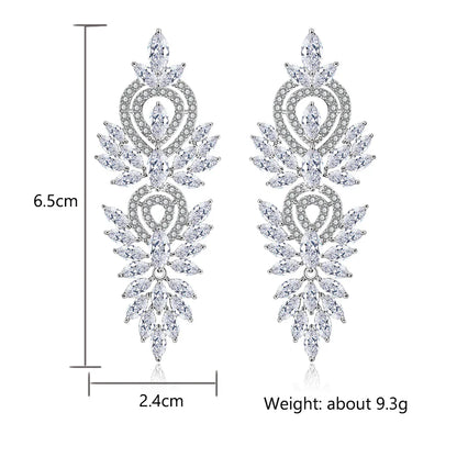 Luxury Marquise Zircon Drop Earrings, AAA Cubic Zirconia Jewelry