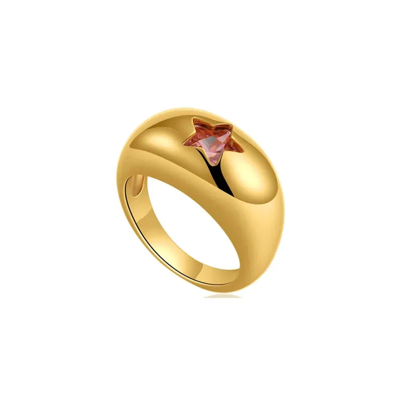 18K Gold Plated Waterproof Multi-color Crystal Chunky Striped Texture Rings Delicate Shiny Square Zircon Wed Ring Punk Jewelry by Adornity