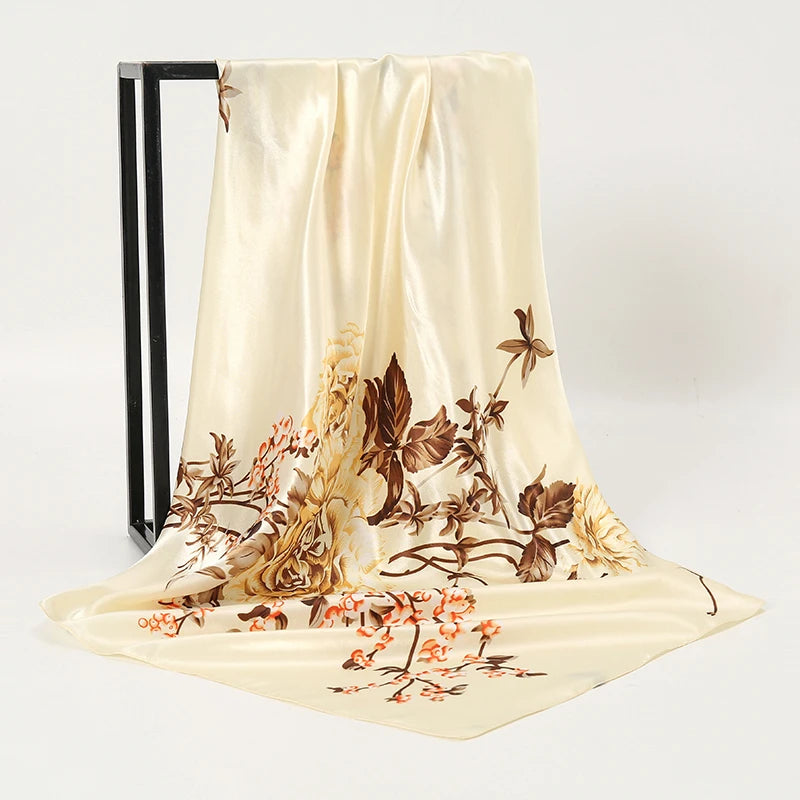 Silk Square Scarf - Lightweight Satin Hijab Wrap & Fashion Neckerchief