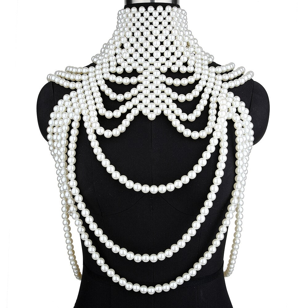 Pearl Body Chain Necklace Shawl Shoulder Jewelry