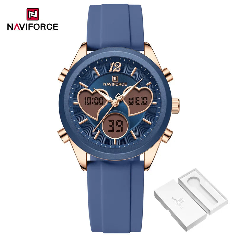 Women Silicone Wristwatch - Dual Display Heart Shape Luxury Analog Digital Watch